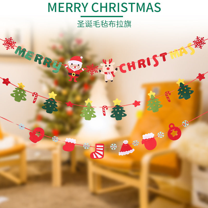 Christmas decorations, Christmas flag DIY Christmas flag, Christmas eight-sided flag, Christmas hotel decorations