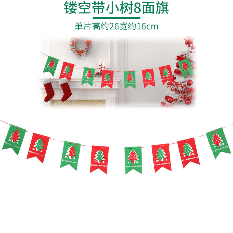 Christmas decorations, Christmas flag DIY Christmas flag, Christmas eight-sided flag, Christmas hotel decorations