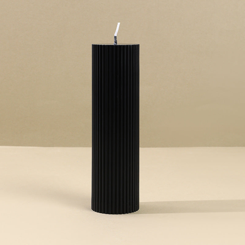 Black cylindrical soybean scented candle European Roman column souvenir French retro scented candle ornament