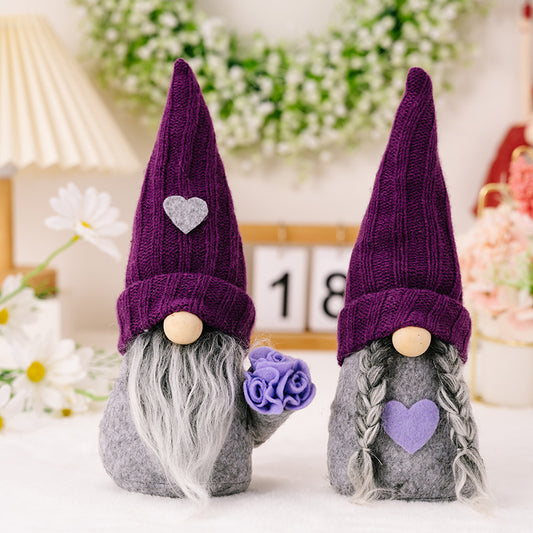 Christmas Decorations Purple Knitted Hat Gnomes Doll Ornament American Spring Autumn Faceless Doll