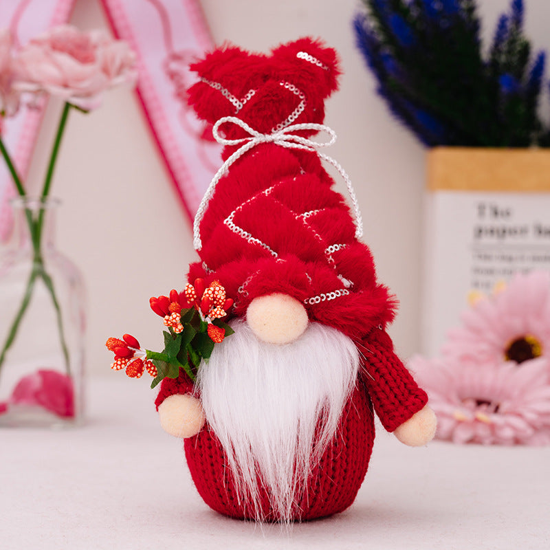 Valentine's Day new sequined plush hat old man with lamp doll couple doll gift goblin