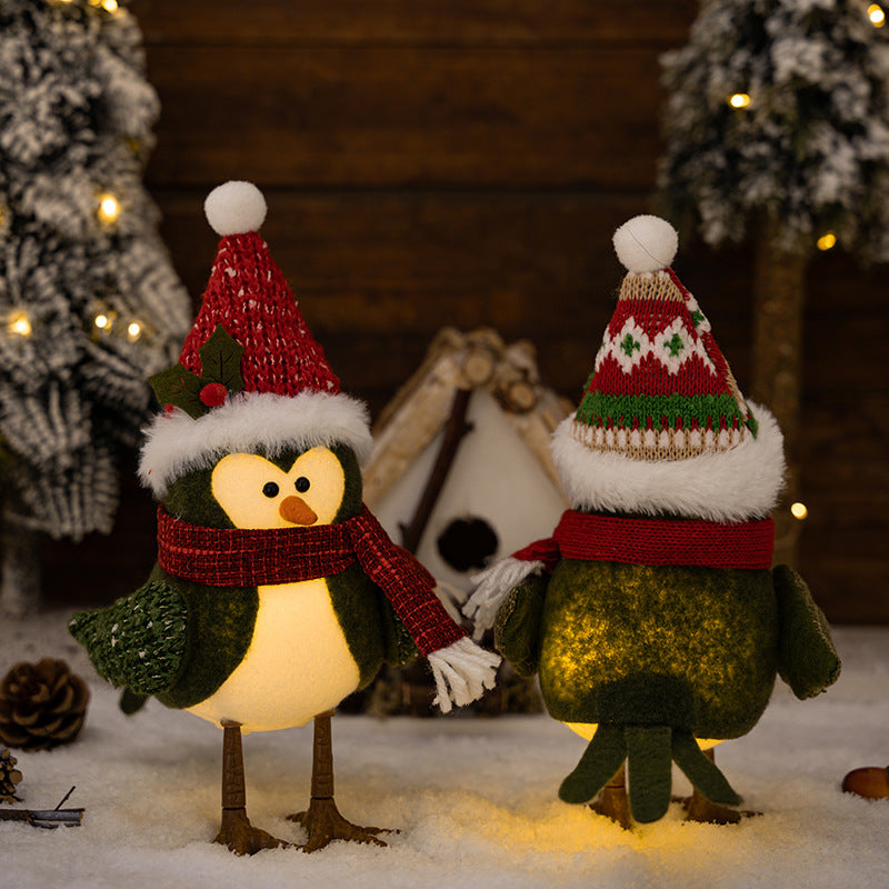 Christmas decoration supplies, Christmas bird doll ornament with lights, creative atmosphere decoration doll gifts