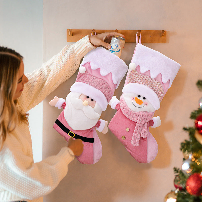 Christmas Decoration Supplies Nordic Christmas Socks Pink Old Man Snowman Christmas Socks Gift Bags Gift Socks