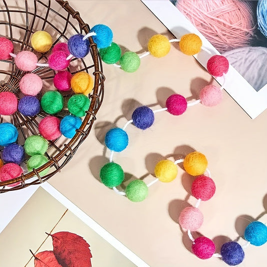 20 Ball Colored Hairball String Wreath Festive Arrangement Christmas Felt Ball Decoration Supplies Pompom Pendant Color Strips