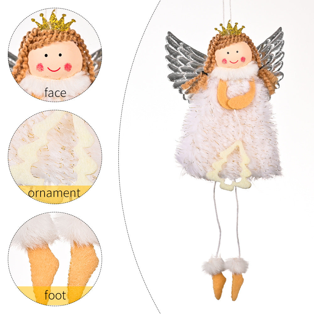 Christmas decoration Christmas silver wings Christmas tree angel girl Christmas tree scene decoration pendant