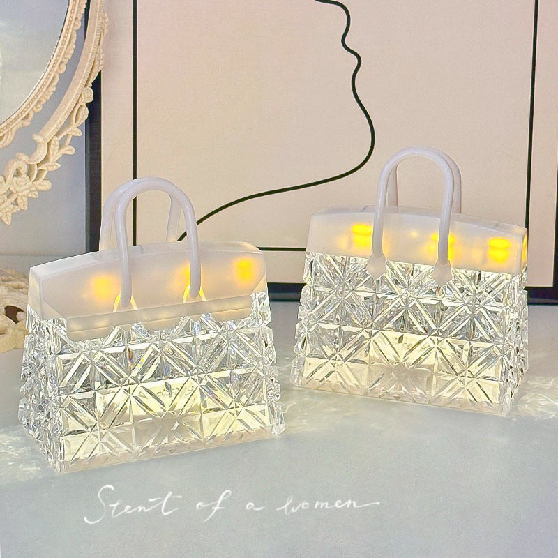 Crystal bag night light creative bedroom bedside lamp ambient light birthday gift desktop decoration ornament