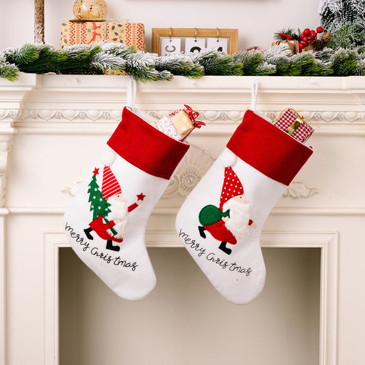 Christmas decorations Cartoon Santa backpack Christmas stockings Embroidery doll gift socks