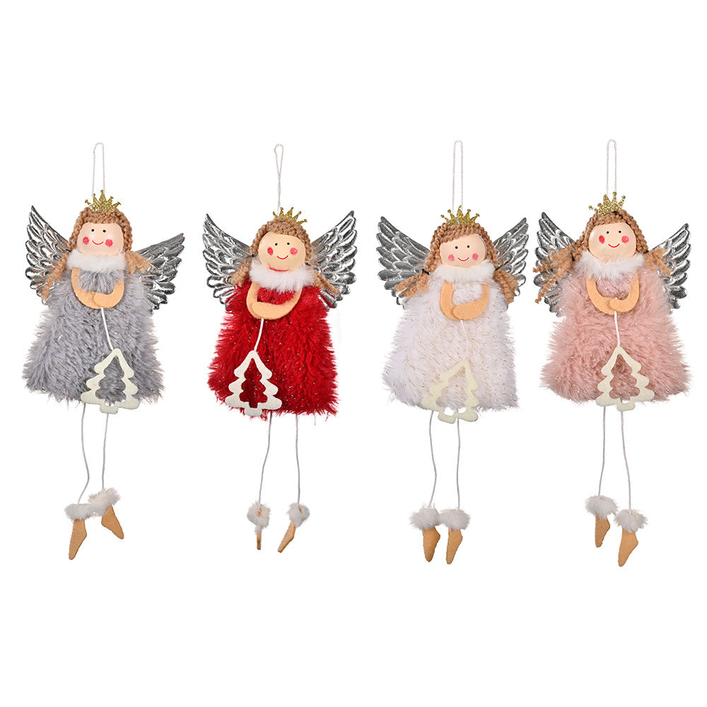 Christmas decoration Christmas silver wings Christmas tree angel girl Christmas tree scene decoration pendant