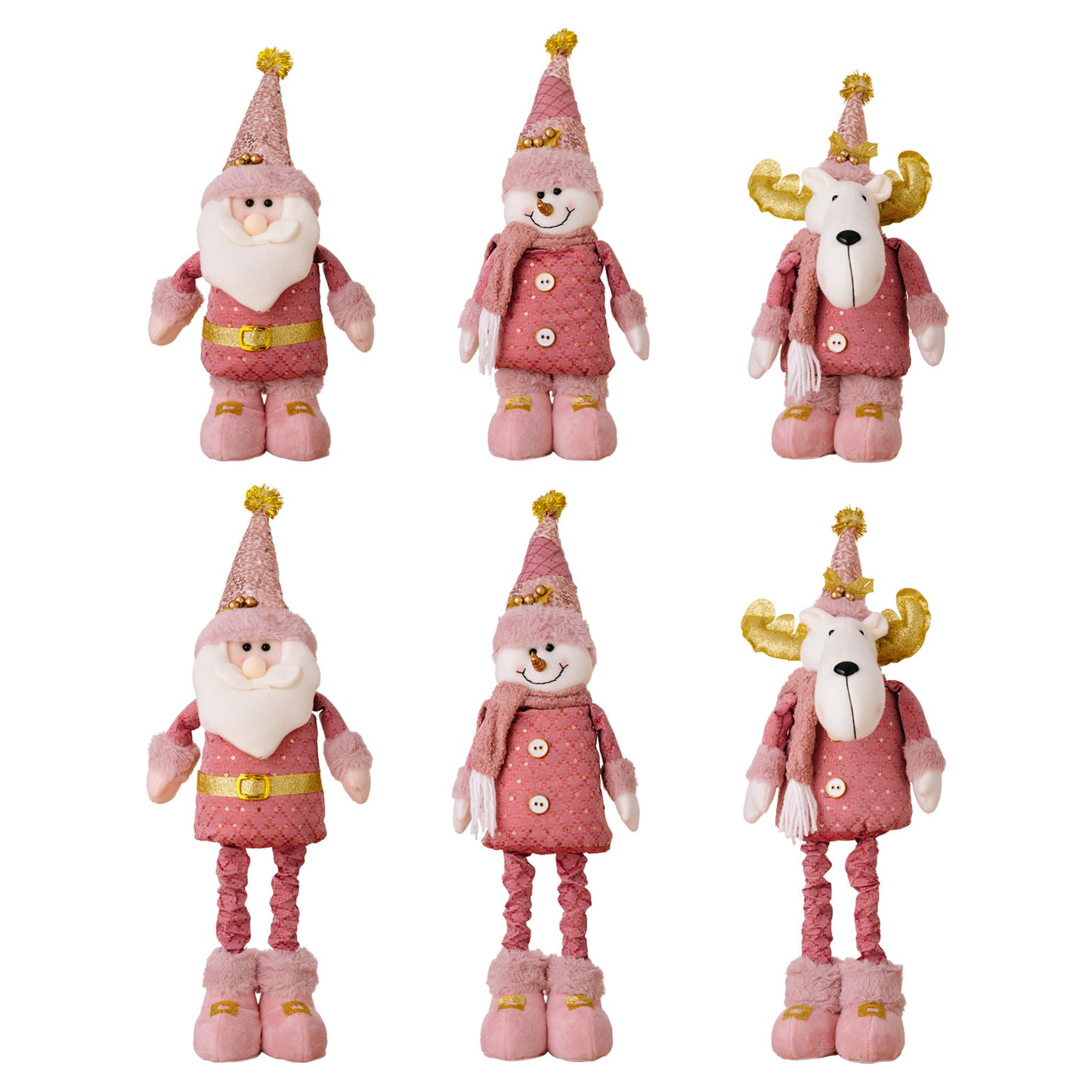 Christmas decorations, pink old man snowman elk retractable doll window ornament Christmas gifts