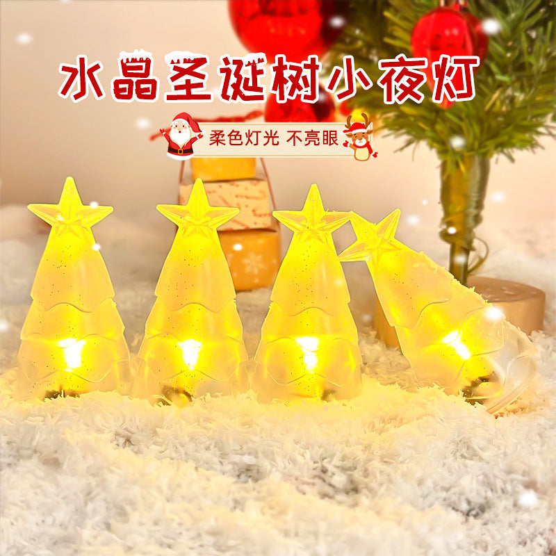 Crystal Christmas Tree Night Light Creative Atmosphere Light LED Electronic Candle Light Christmas Atmosphere Tabletop Ornament