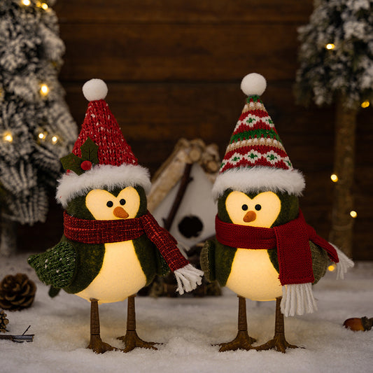 Christmas decoration supplies, Christmas bird doll ornament with lights, creative atmosphere decoration doll gifts