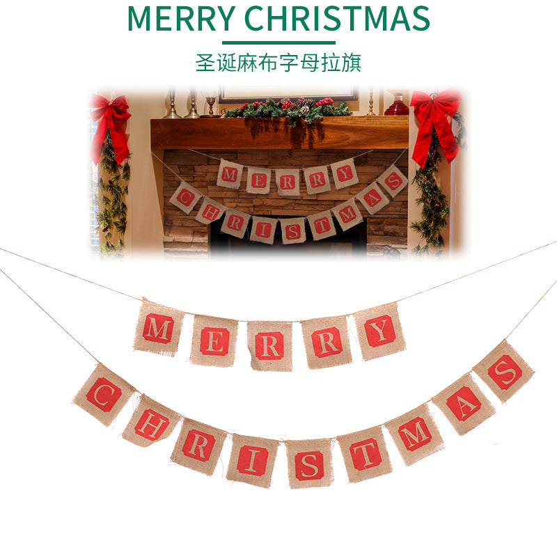 Christmas decorations, Christmas flag DIY Christmas flag, Christmas eight-sided flag, Christmas hotel decorations