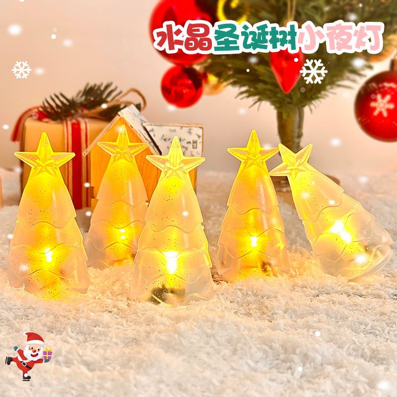 Crystal Christmas Tree Night Light Creative Atmosphere Light LED Electronic Candle Light Christmas Atmosphere Tabletop Ornament