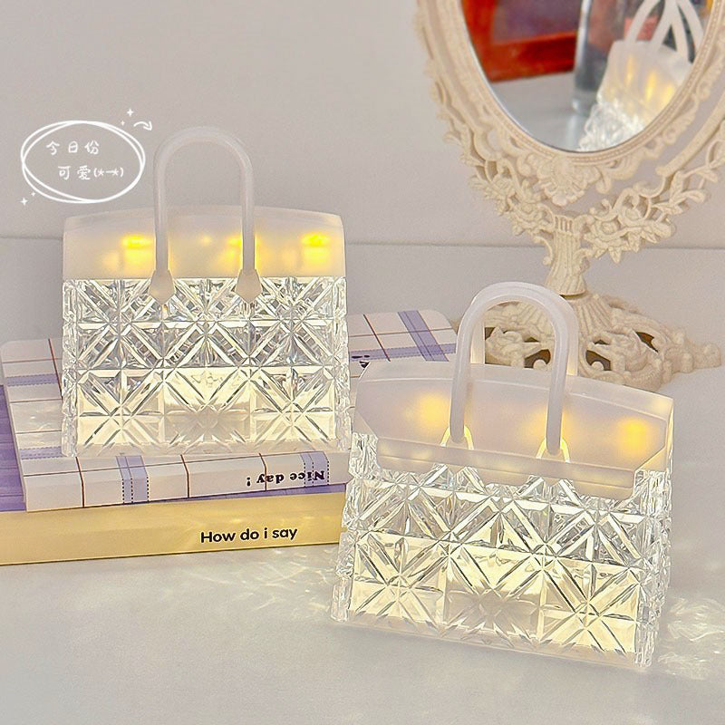 Crystal bag night light creative bedroom bedside lamp ambient light birthday gift desktop decoration ornament