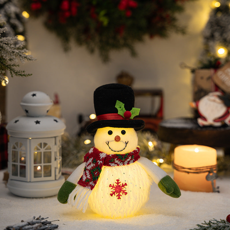 Christmas snowman doll ornament, luminous doll, Christmas snowflake snowman doll with lights children's gift