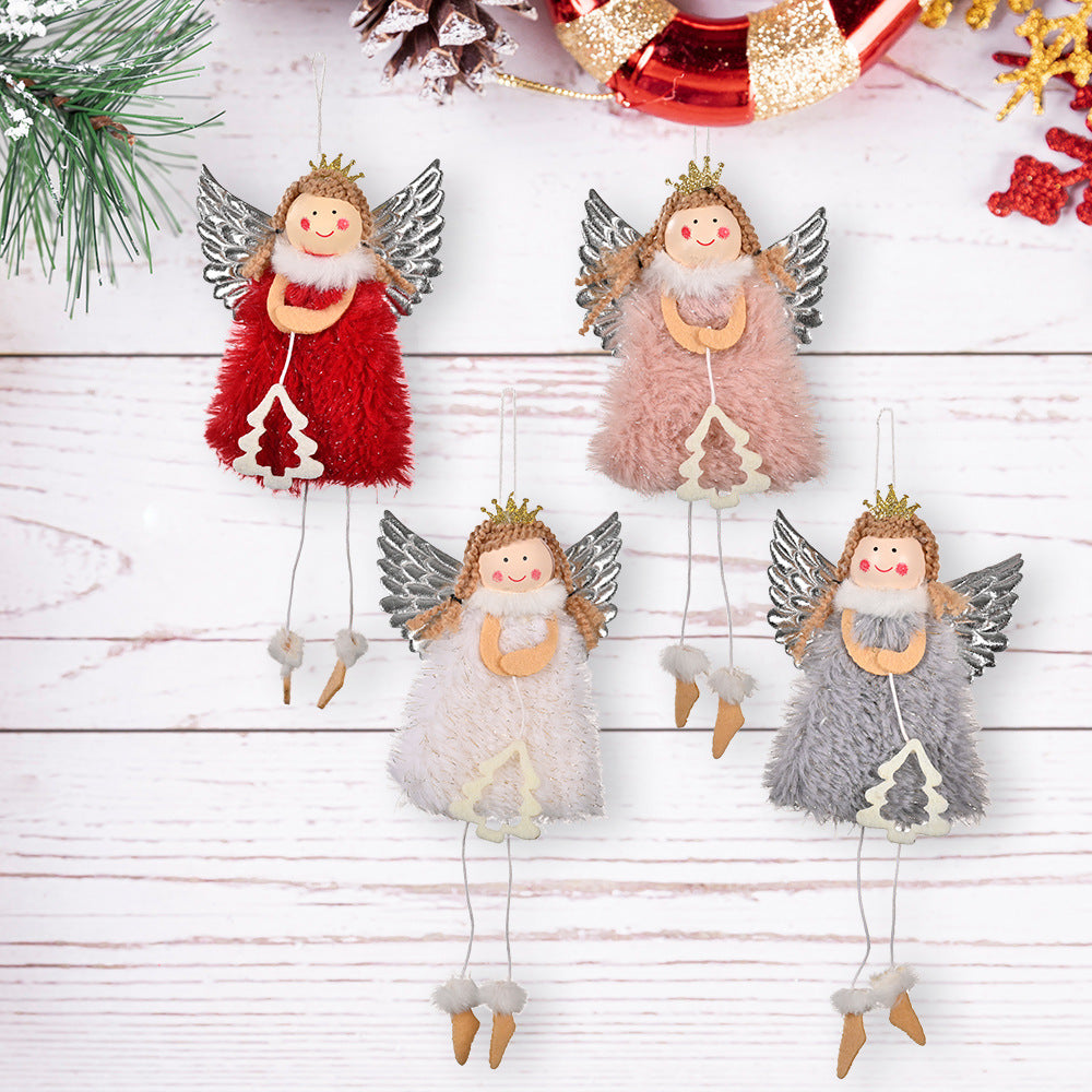 Christmas decoration Christmas silver wings Christmas tree angel girl Christmas tree scene decoration pendant