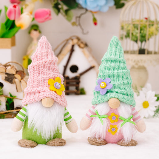 New spring faceless doll knitted hat Rudolph doll summer goblin dwarf home ornament