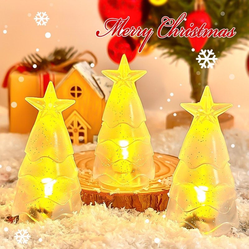 Crystal Christmas Tree Night Light Creative Atmosphere Light LED Electronic Candle Light Christmas Atmosphere Tabletop Ornament