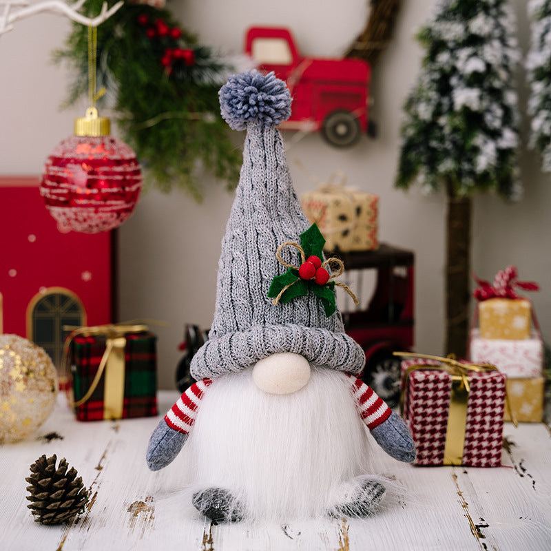 New Christmas decorations Christmas high-end lamp dwarf knitted hat luminous Rudolph doll ornament