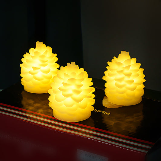 Special supply, Christmas simulation pine cone LED electronic candle atmosphere shooting arrangement props candle light wholesale