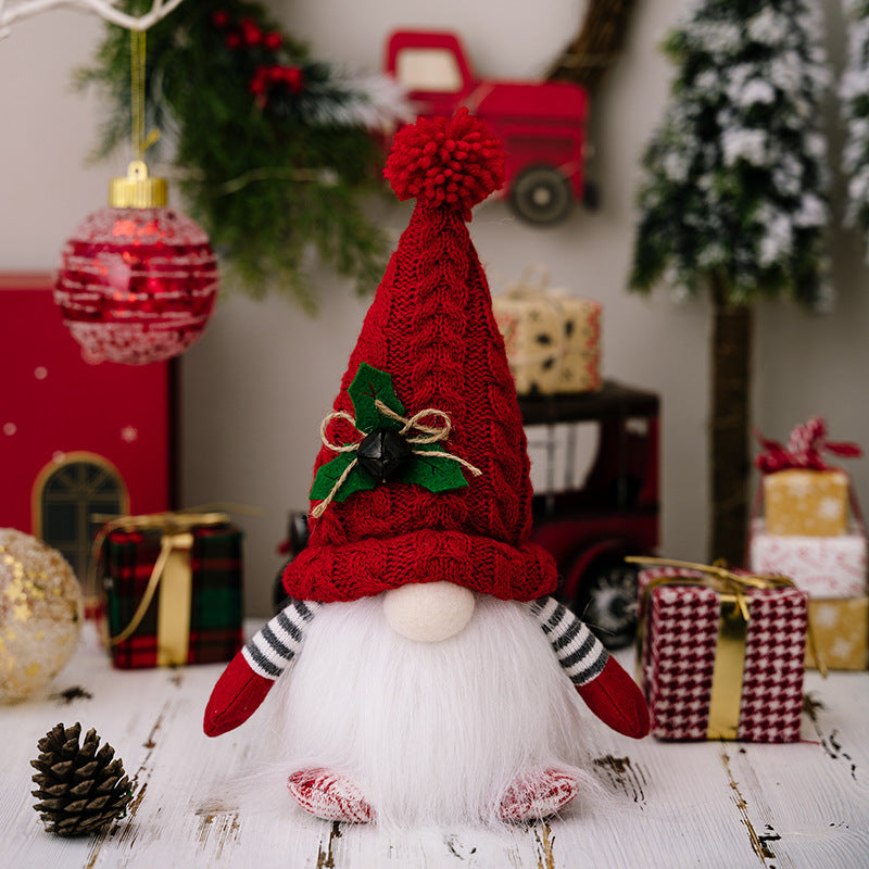 New Christmas decorations Christmas high-end lamp dwarf knitted hat luminous Rudolph doll ornament