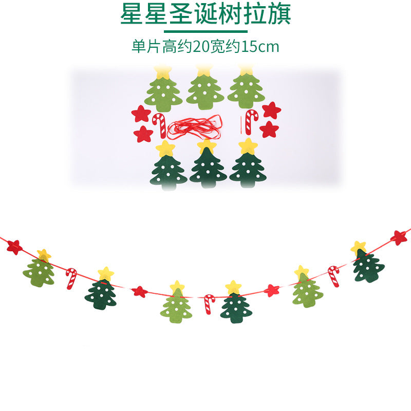 Christmas decorations, Christmas flag DIY Christmas flag, Christmas eight-sided flag, Christmas hotel decorations