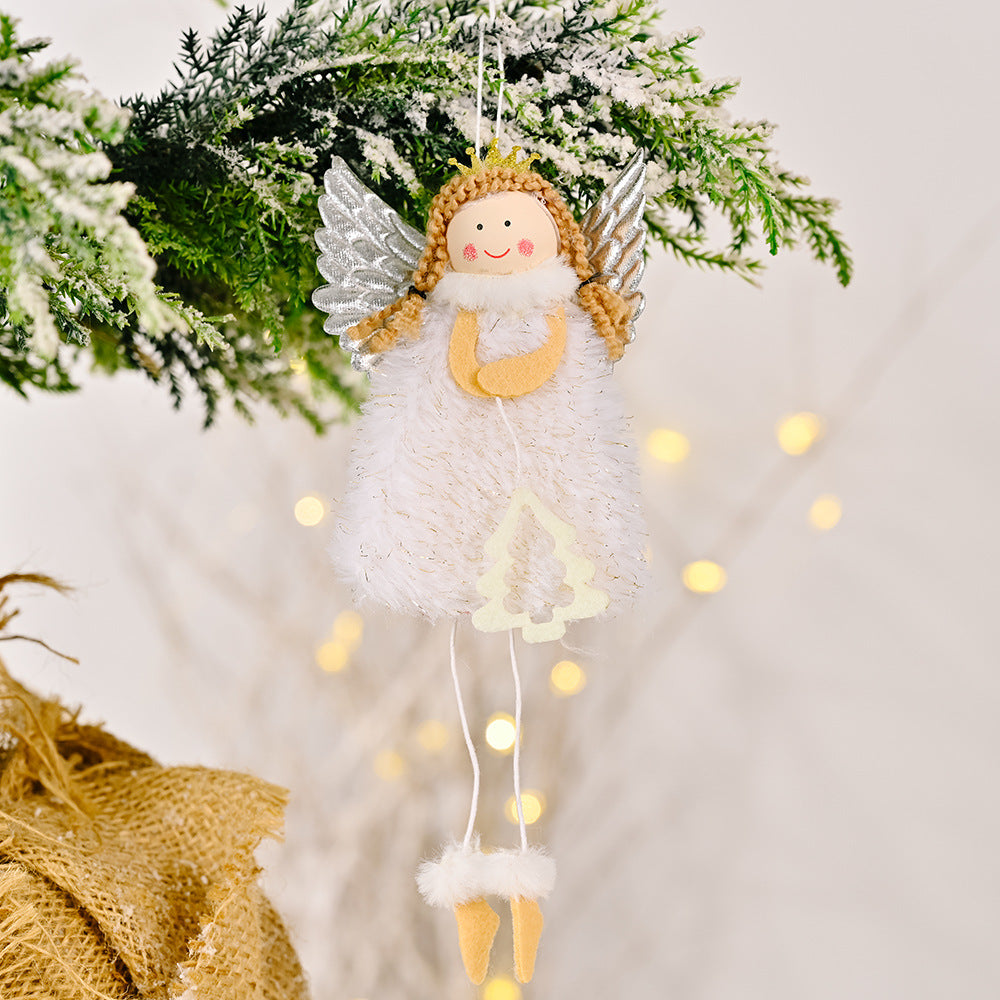 Christmas decoration Christmas silver wings Christmas tree angel girl Christmas tree scene decoration pendant