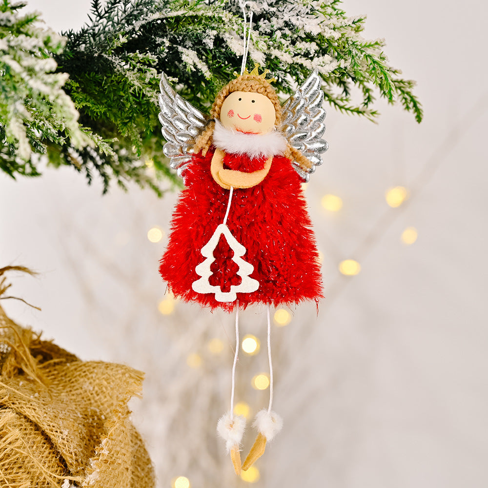 Christmas decoration Christmas silver wings Christmas tree angel girl Christmas tree scene decoration pendant