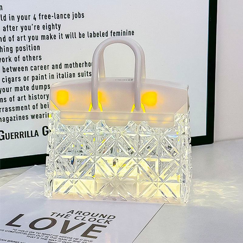 Crystal bag night light creative bedroom bedside lamp ambient light birthday gift desktop decoration ornament