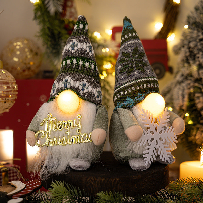 New Christmas decoration supplies creative Christmas nose with lamp Rudolph doll luminous dwarf ornament