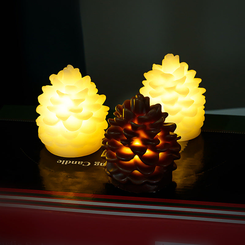 Special supply, Christmas simulation pine cone LED electronic candle atmosphere shooting arrangement props candle light wholesale