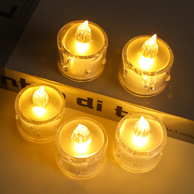 LED simulation electronic candle light transparent shell small tea wax birthday wedding party decoration props