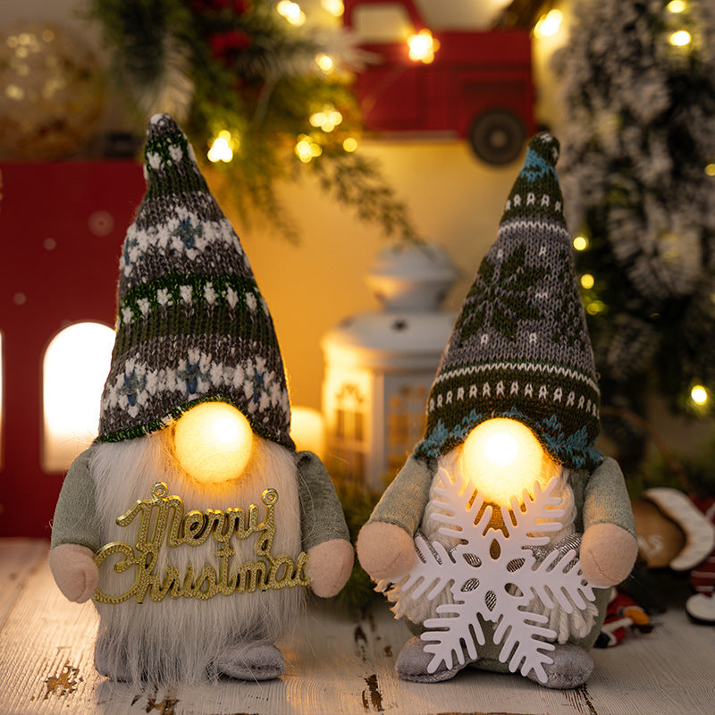 New Christmas decoration supplies creative Christmas nose with lamp Rudolph doll luminous dwarf ornament