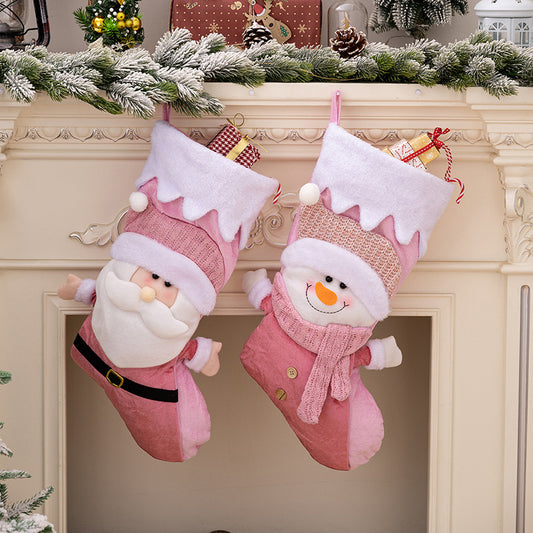 Christmas Decoration Supplies Nordic Christmas Socks Pink Old Man Snowman Christmas Socks Gift Bags Gift Socks