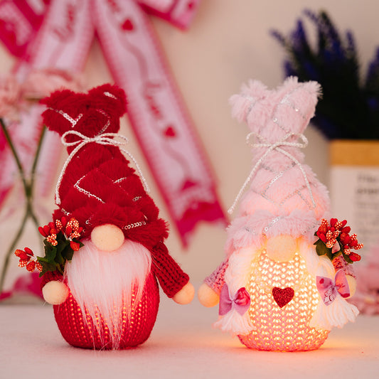 Valentine's Day new sequined plush hat old man with lamp doll couple doll gift goblin