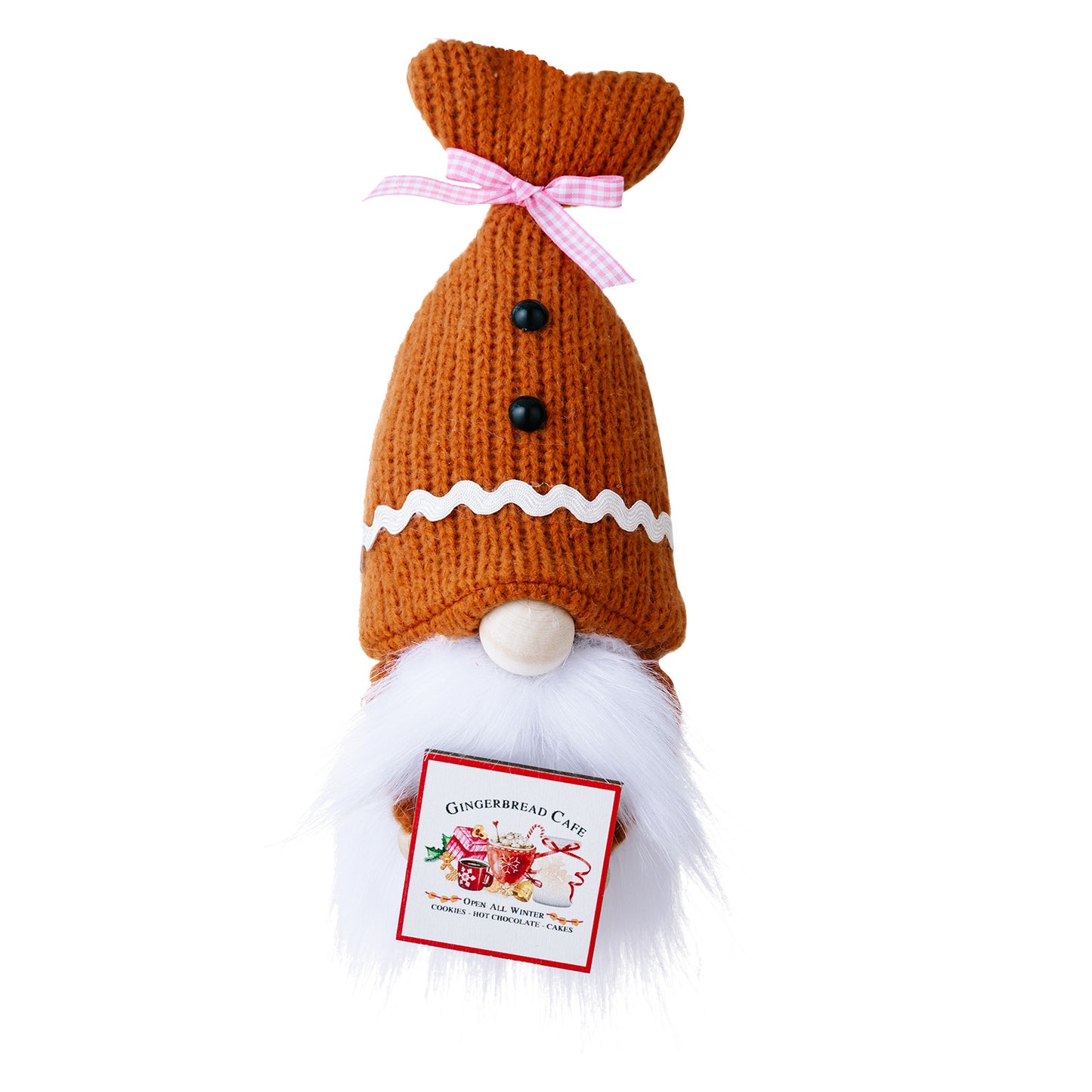 New knitted shell hat holding wooden card Rudolph doll coffee dwarf doll ornament home cloth