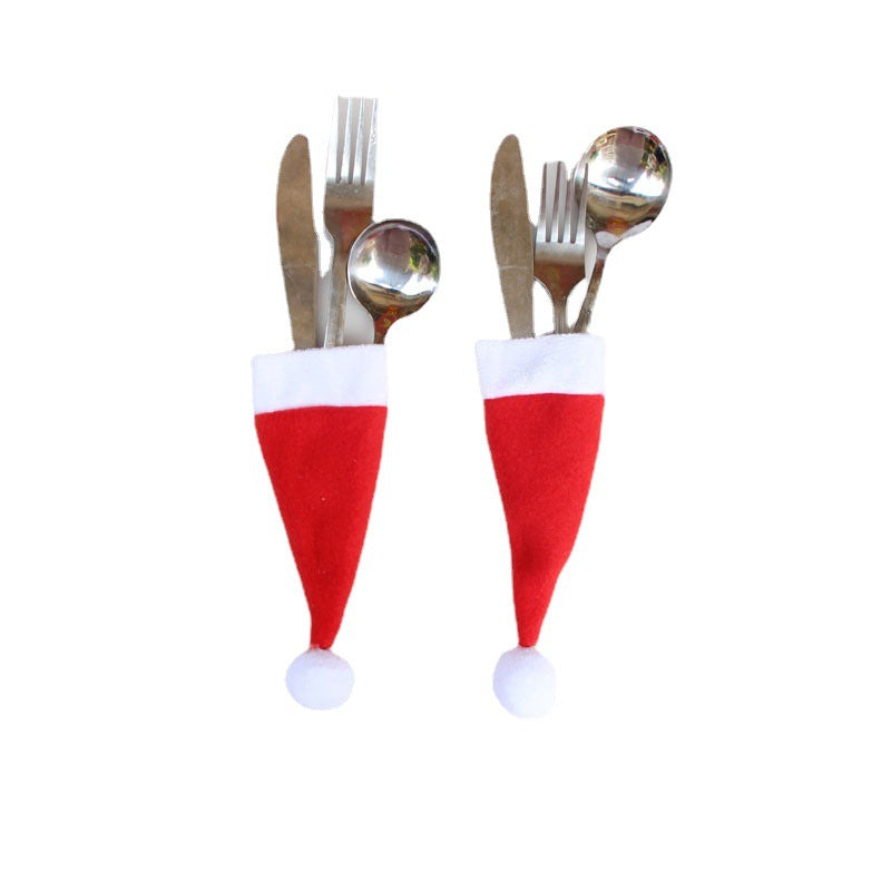 Christmas decorations, Christmas hats, non-woven hats, Christmas hats, knife and fork sets, Christmas wine bottle decorations wholesale