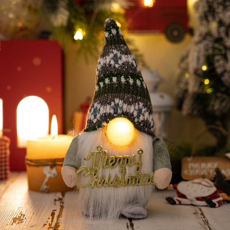 New Christmas decoration supplies creative Christmas nose with lamp Rudolph doll luminous dwarf ornament