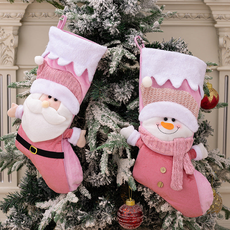 Christmas Decoration Supplies Nordic Christmas Socks Pink Old Man Snowman Christmas Socks Gift Bags Gift Socks