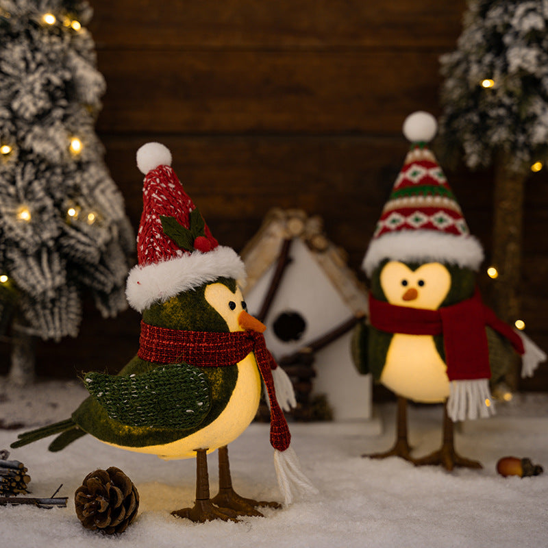 Christmas decoration supplies, Christmas bird doll ornament with lights, creative atmosphere decoration doll gifts