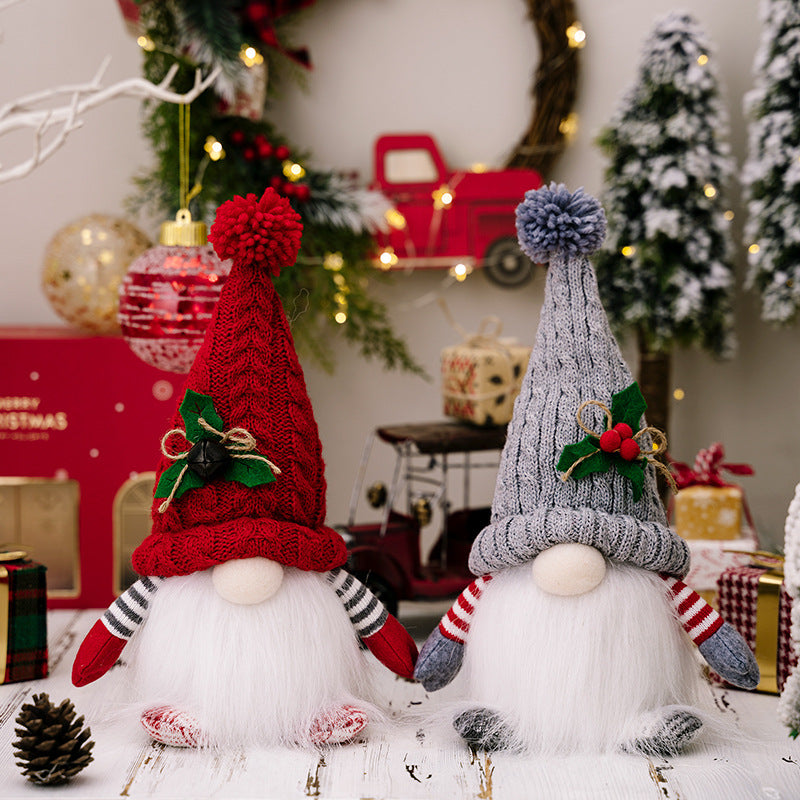 New Christmas decorations Christmas high-end lamp dwarf knitted hat luminous Rudolph doll ornament