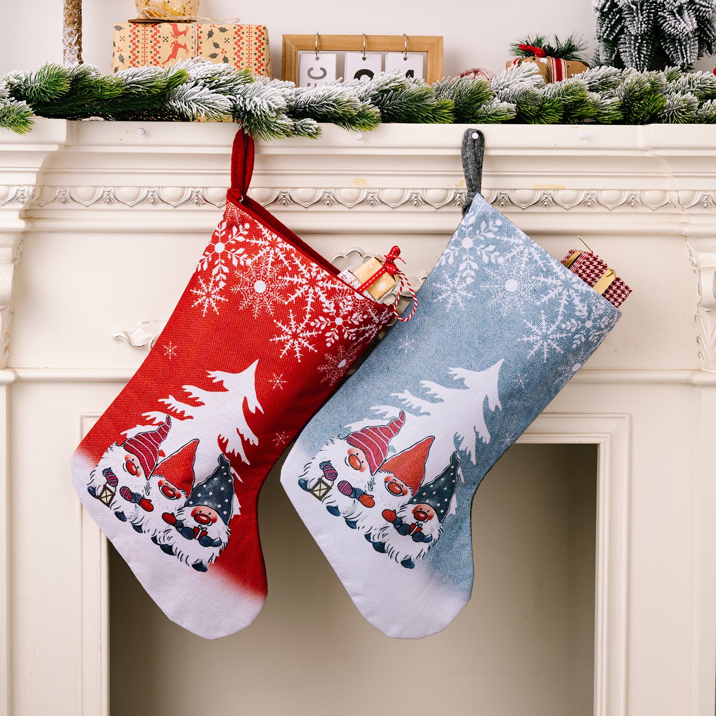 Christmas decorations Rudolph printed Christmas stockings children's gifts with large Christmas socks